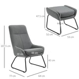 easycomfort easycomfort poltrona con pouf poggiapiedi imbottiti in metallo e tessuto grigio