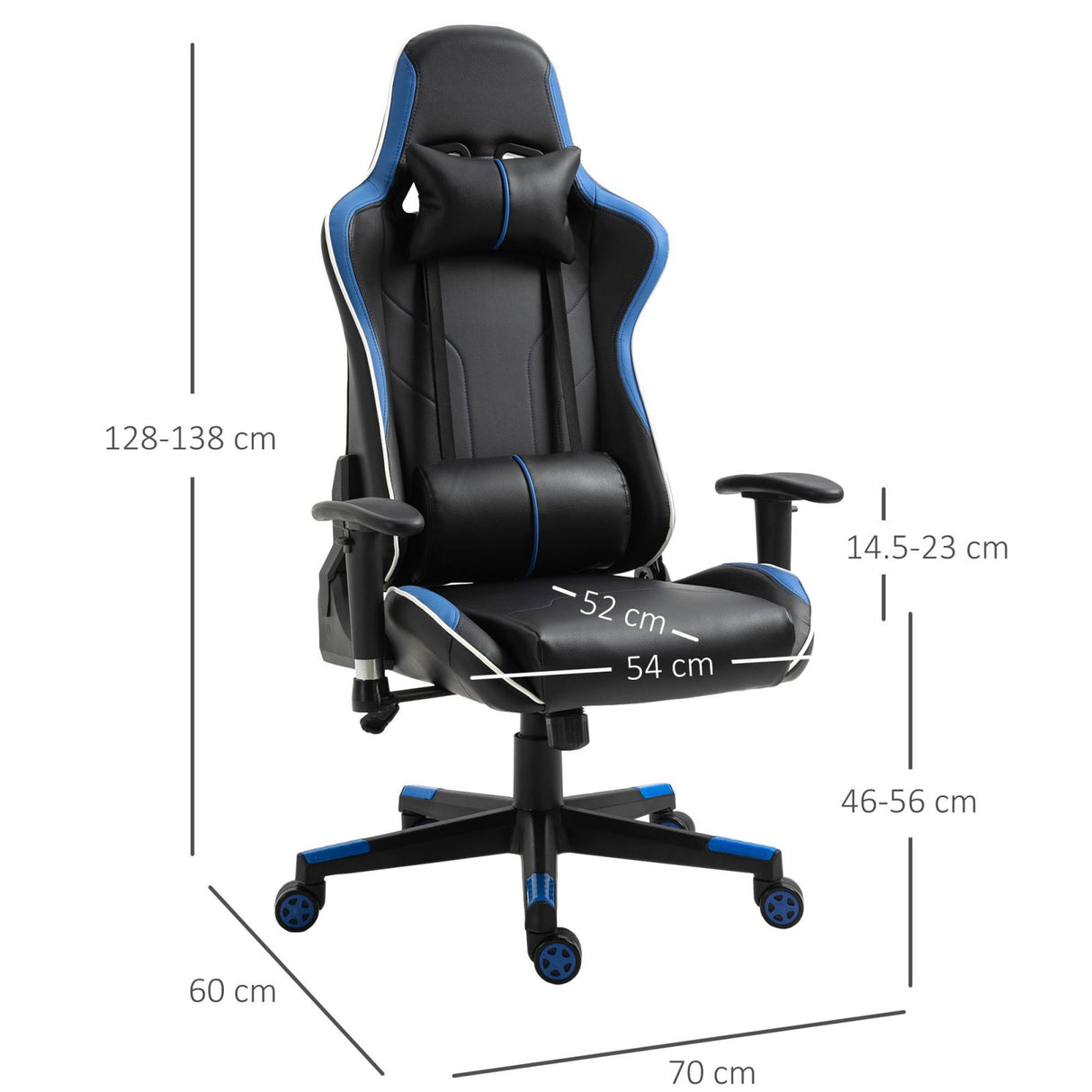 easycomfort easycomfort poltrona gaming con altezza e schienale regolabile sedia da ufficio nera e blu ean 8055776913216