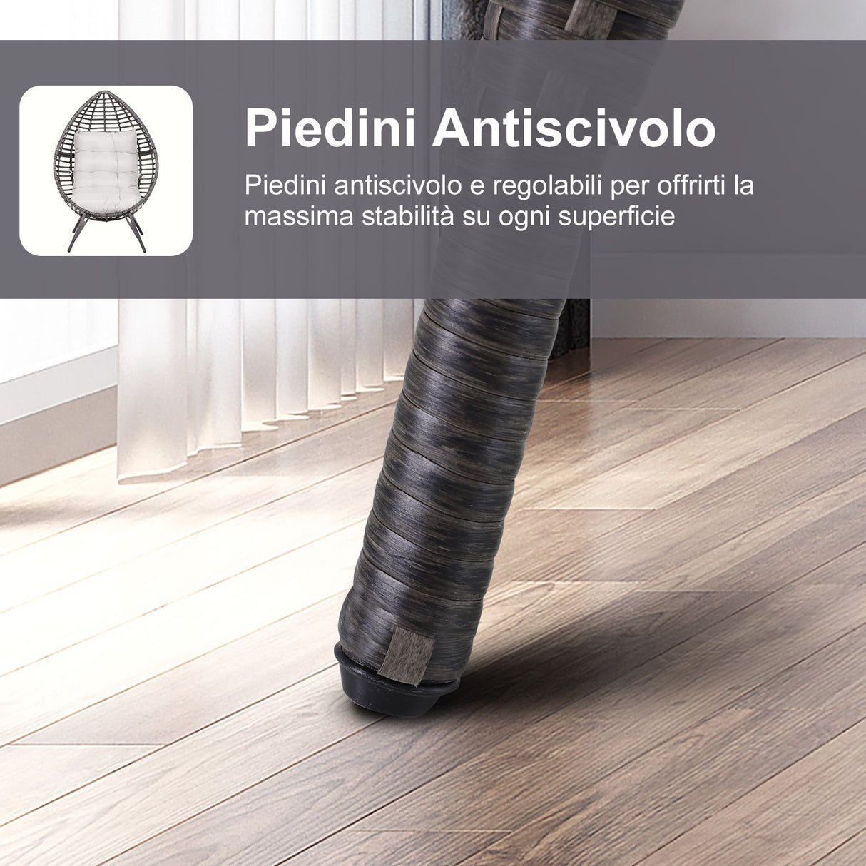 easycomfort easycomfort poltrona in pe rattan grigio con morbido cuscino beige per esterni e interni ean 8055776915029