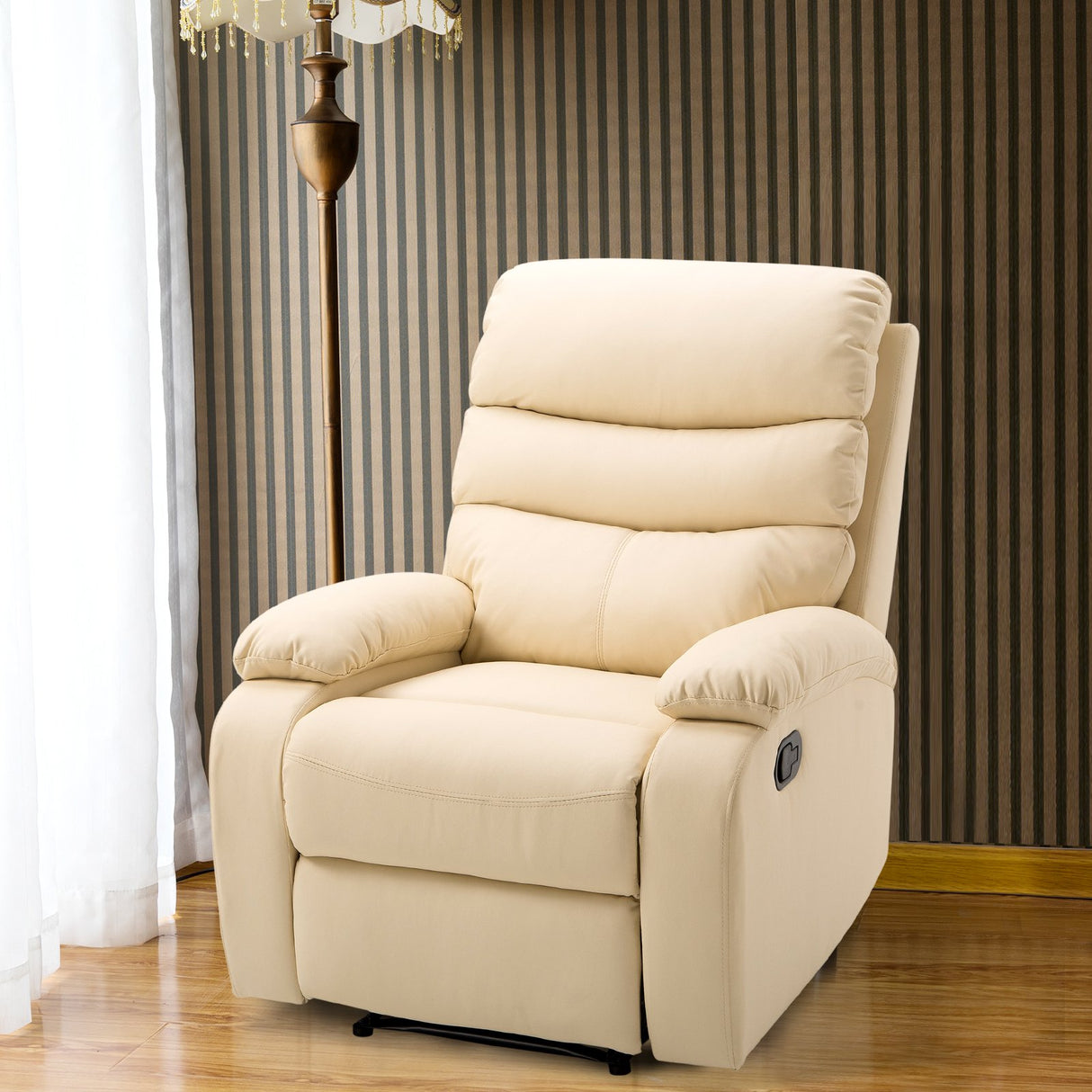 easycomfort easycomfort poltrona relax con schienale reclinabile e poggiapiedi rialzabile in ecopelle beige 82 97 100cm ean 8054144135373