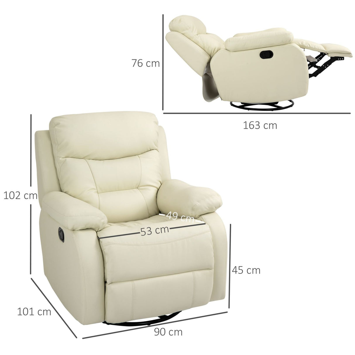 easycomfort easycomfort poltrona relax reclinabile girevole e con poggiapiedi similpelle pu e metallo bianco