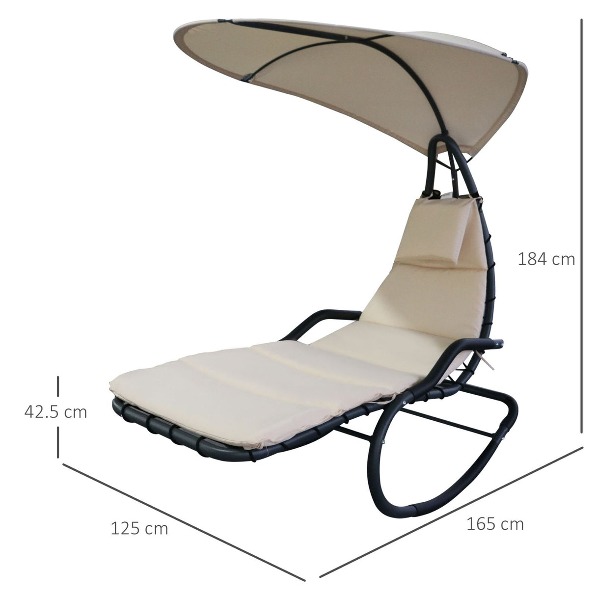 easycomfort easycomfort poltrona sdraio sospesa con materassino imbottito e poggiatesta grigio e crema ean 8055776914947