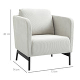 easycomfort easycomfort poltroncina in velluto a coste con gambe in acciaio e cuscino posteriore 73x74x82cm grigio