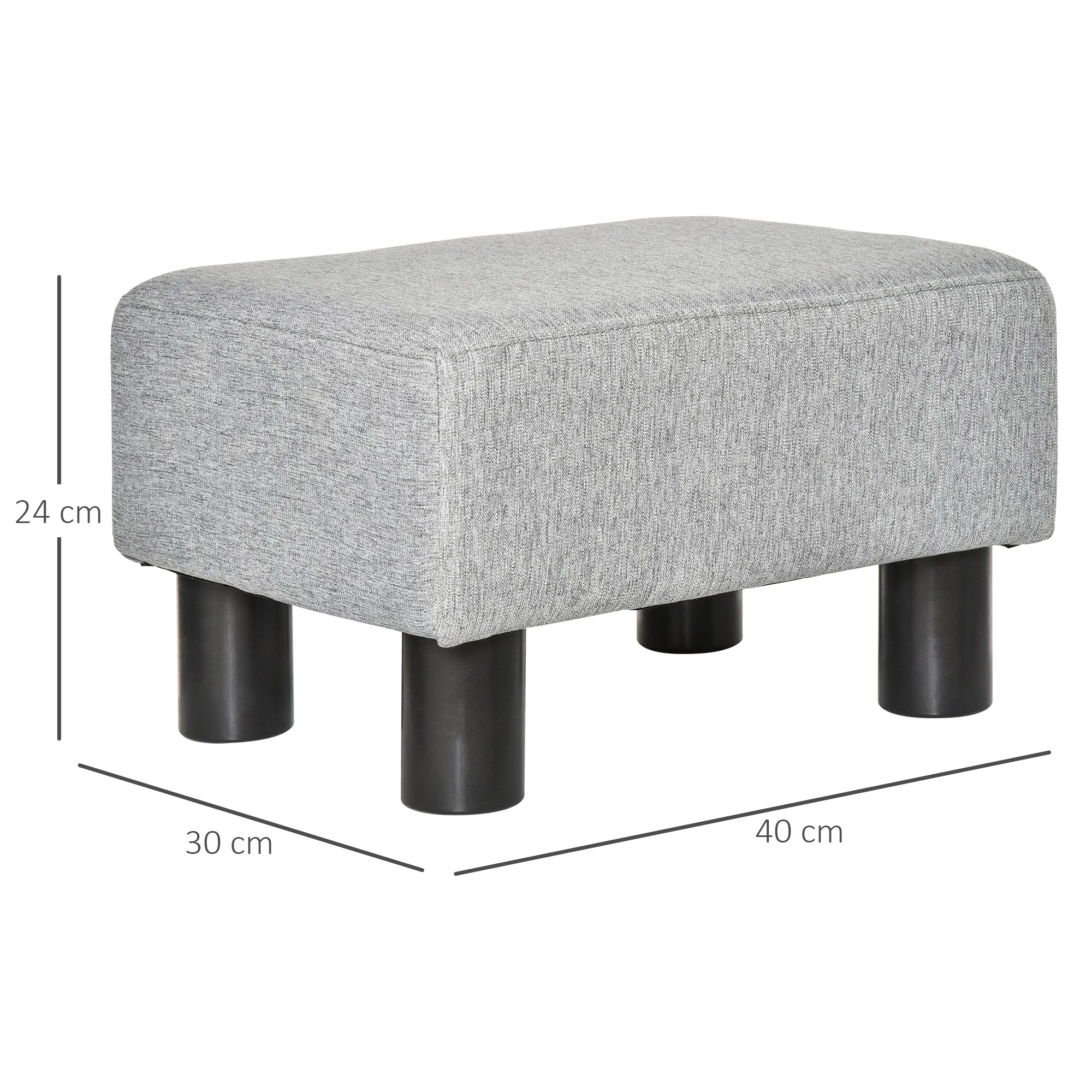 EASYCOMFORT Pouf Poggiapiedi in Tessuto Effetto Lino Imbottito, 40x30x24cm,  Marrone Scuro