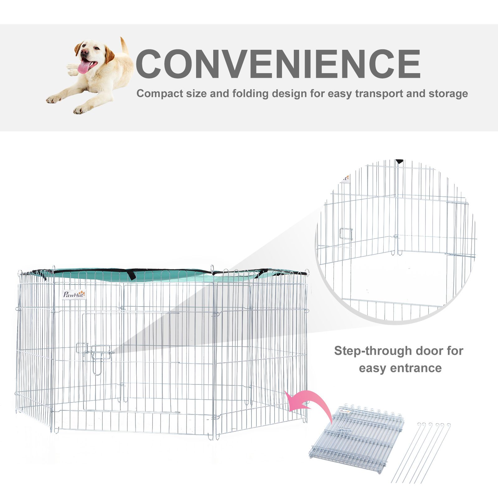 EASYCOMFORT Recinto per Cani e Animali Domestici da Esterno con Copertura  Impermeabile, 230x230x175 cm