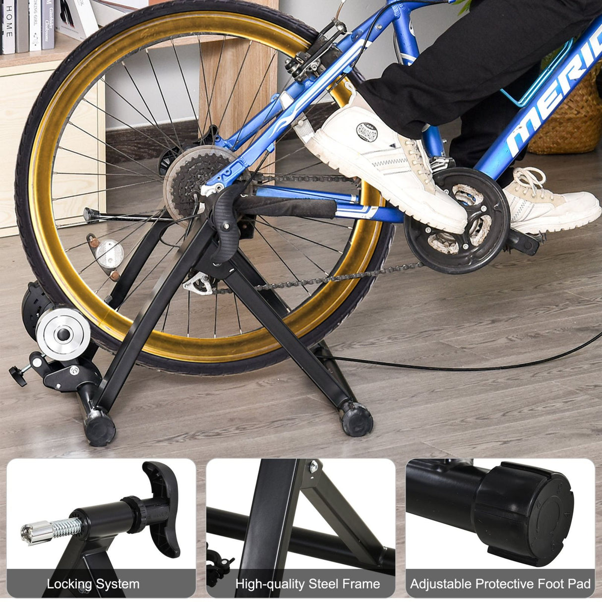 easycomfort easycomfort rullo per bici con 8 livelli di resistenza magnetica pieghevole in metallo nero
