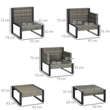easycomfort easycomfort salotto da esterni 6 pezzi in rattan pe con poltrone e tavolino grigio