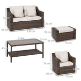 easycomfort easycomfort salotto da esterni in rattan set 6 pz con divanetto da giardino poltrone e tavolino marrone