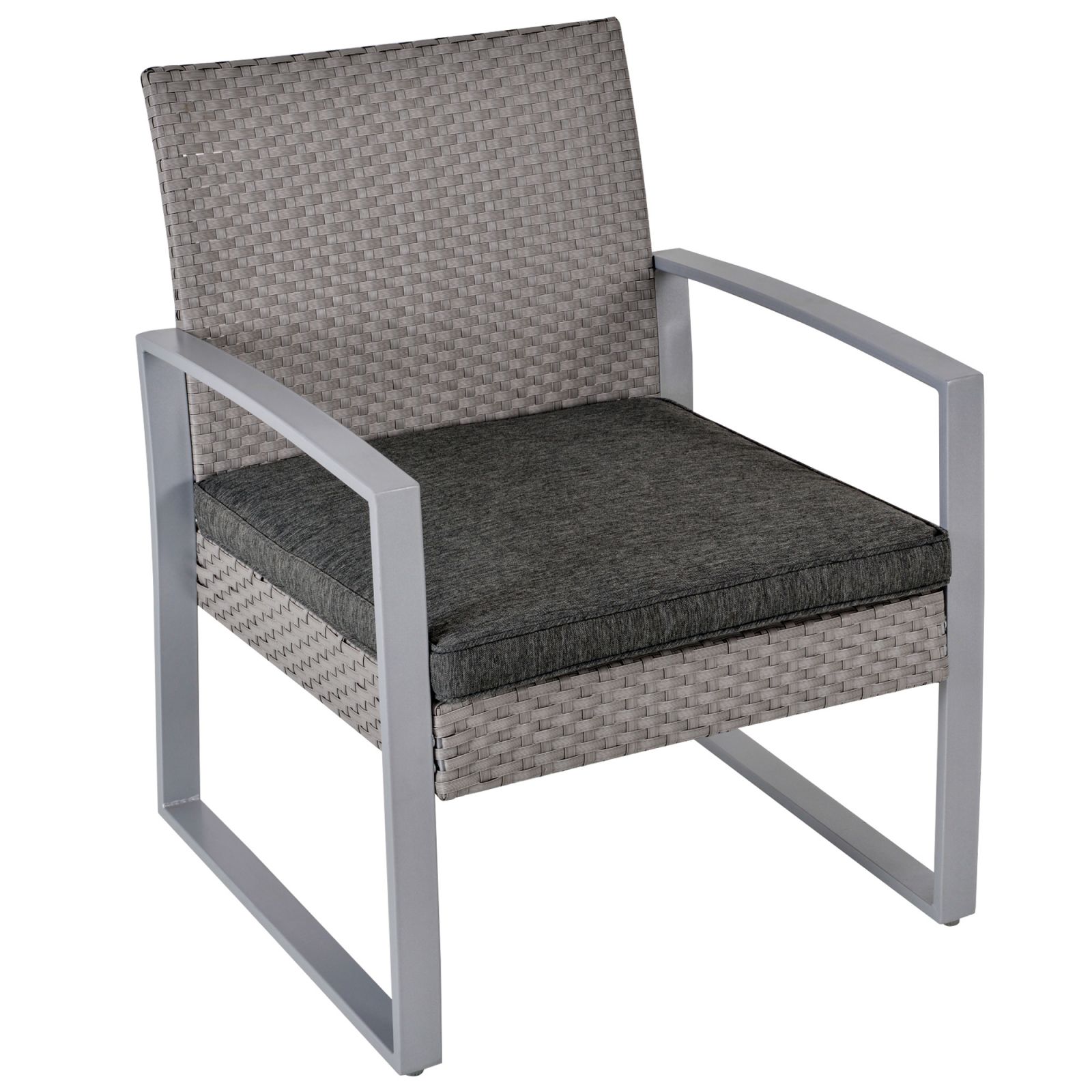 EASYCOMFORT Salotto da Esterno in Rattan, Set Mobili da Giardino con Divano  da Giardino e Poltrona da Esterno, Grigio