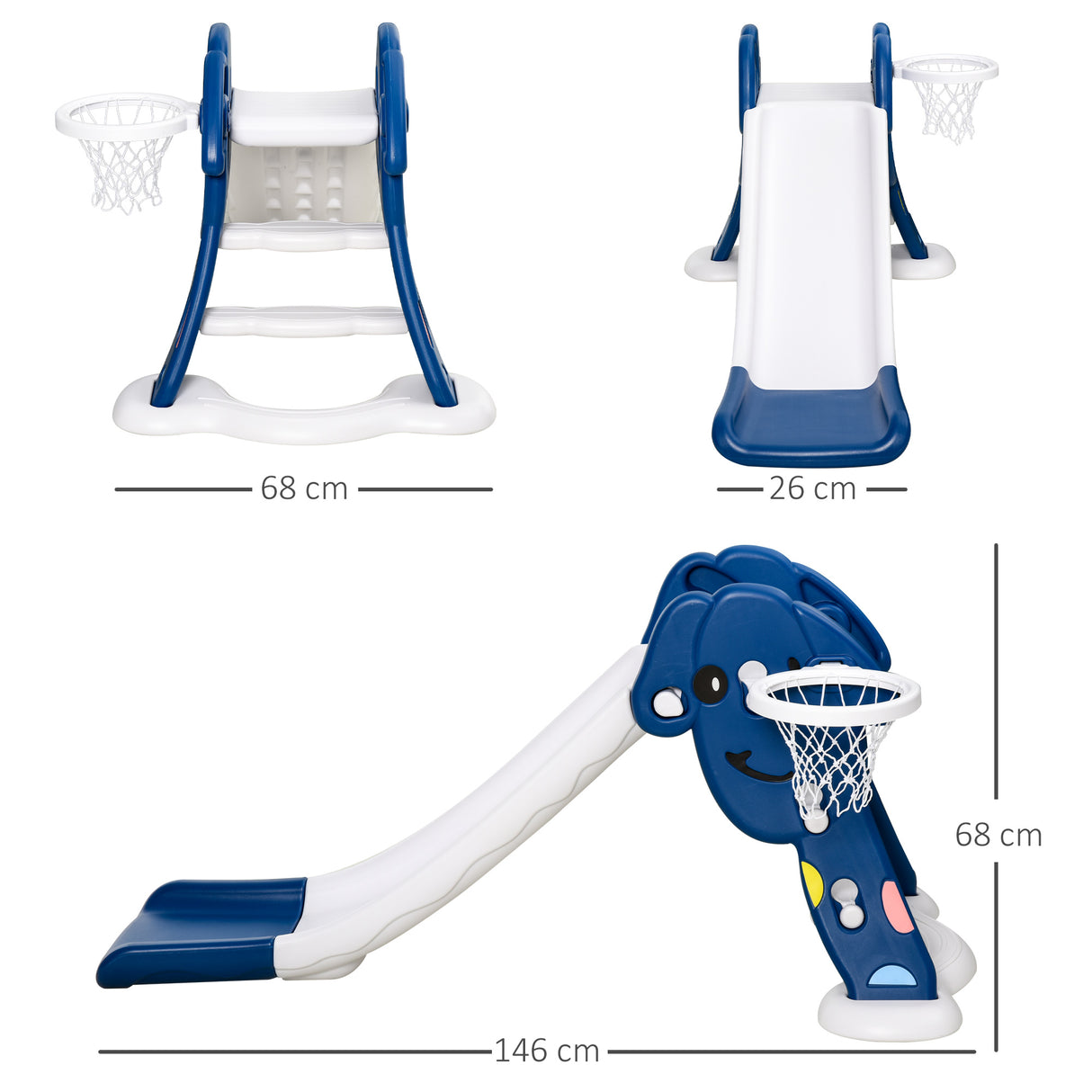 easycomfort easycomfort scivolo per bambini 1 4 anni con canestro pallone basket e pompetta per giardino o cameretta blu e bianco