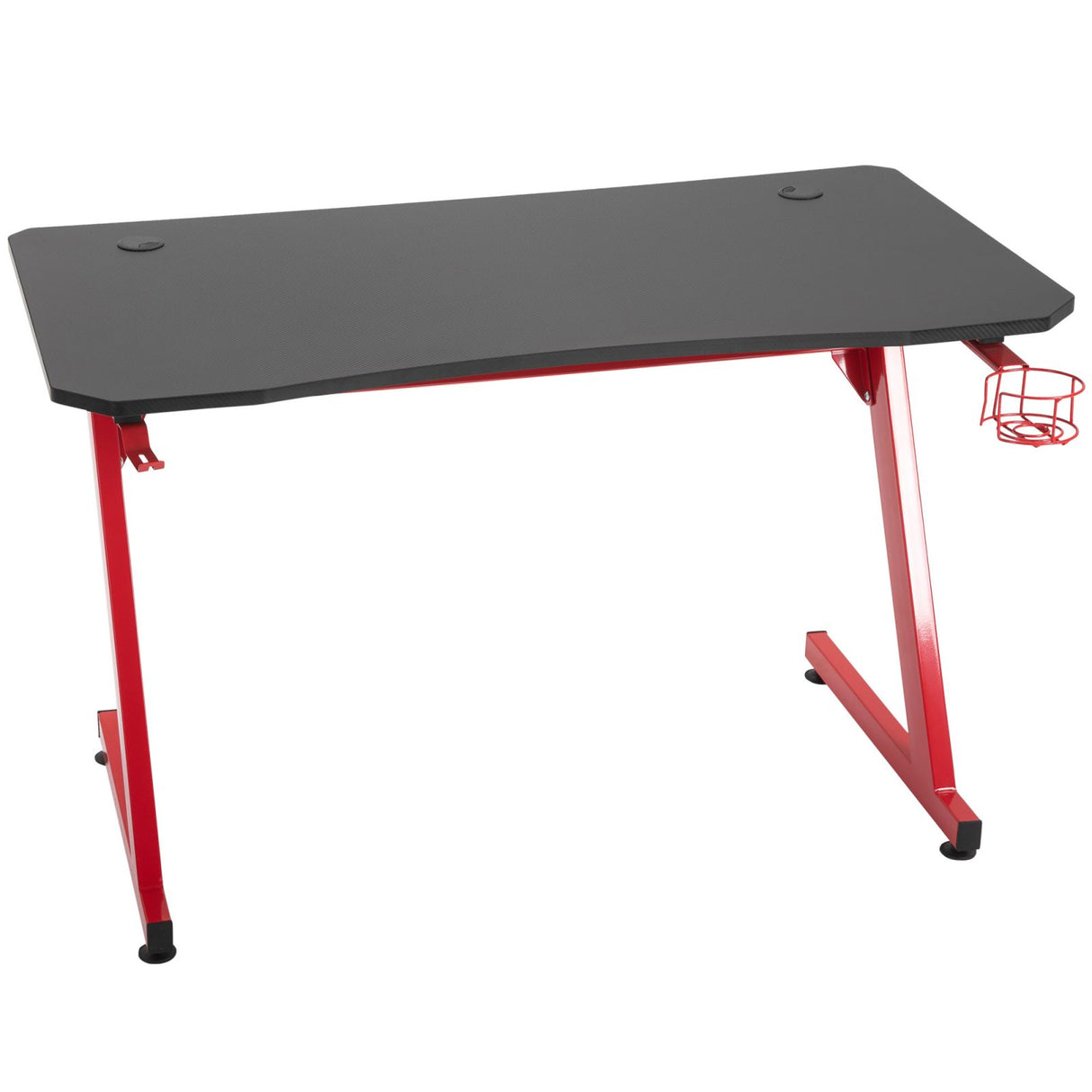 easycomfort easycomfort scrivania gaming in legno e acciaio con passacavi portabicchieri e gancio per cuffie rosso e nero 120x65x74 5cm