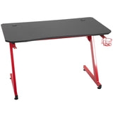 easycomfort easycomfort scrivania gaming in legno e acciaio con passacavi portabicchieri e gancio per cuffie rosso e nero 120x65x74 5cm