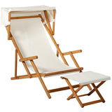 easycomfort easycomfort sdraio da giardino in legno con poggiapiedi e tettuccio set 2 pezzi bianco crema ean 8055776910451