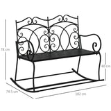 easycomfort easycomfort sedia a dondolo a 2 posti in metallo elegante con schienale decorato da esterni 102x74 5x78 cm nera