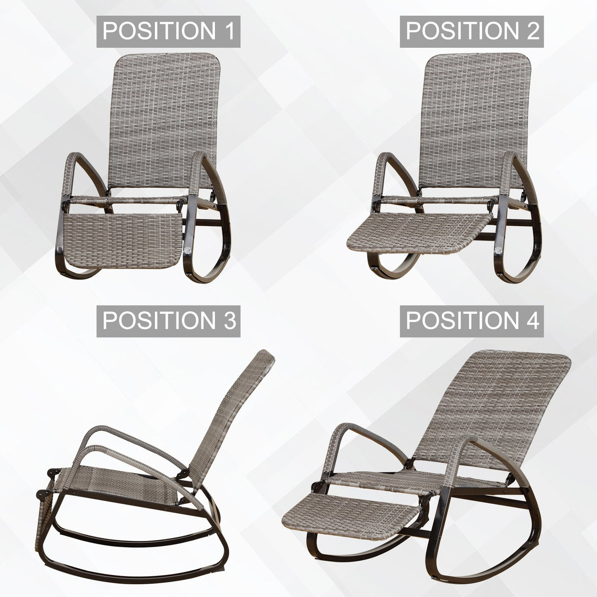 easycomfort easycomfort sedia a dondolo da giardino in pe rattan grigia reclinabile e pieghevole con poggiapiedi estraibile ean 8054144138428