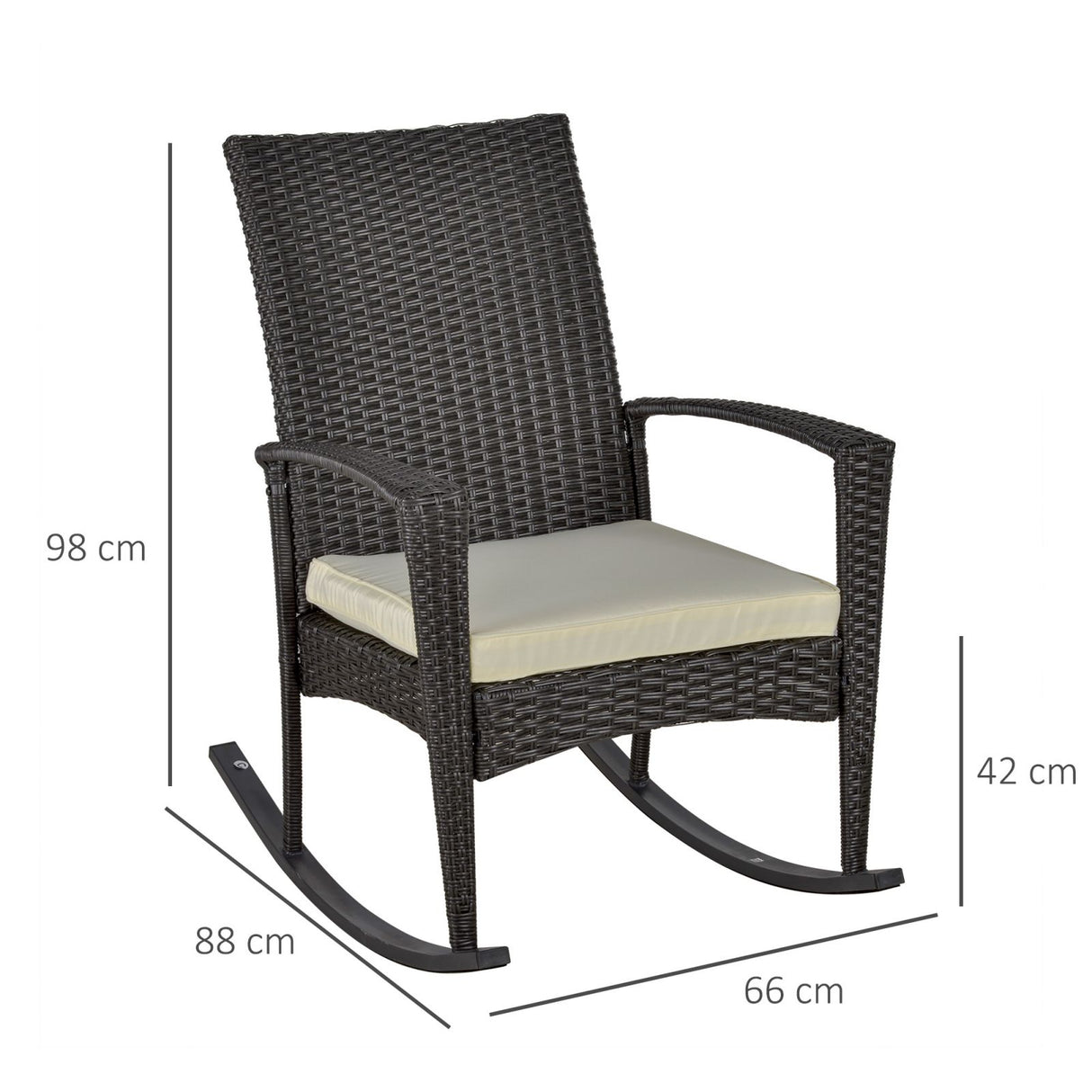 easycomfort easycomfort sedia a dondolo da giardino in rattan pe con cuscino e braccioli per arredamento da esterno 66x88x98cm marrone ean 8055776912790