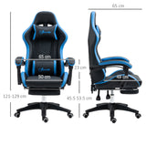easycomfort easycomfort sedia da gaming con altezza regolabile e schienale reclinabile 65x65x121 129 cm blu e nero