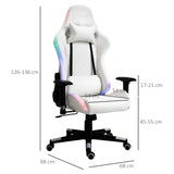 easycomfort easycomfort sedia da gaming luminosa con luci a led altezza regolabile in similpelle bianca