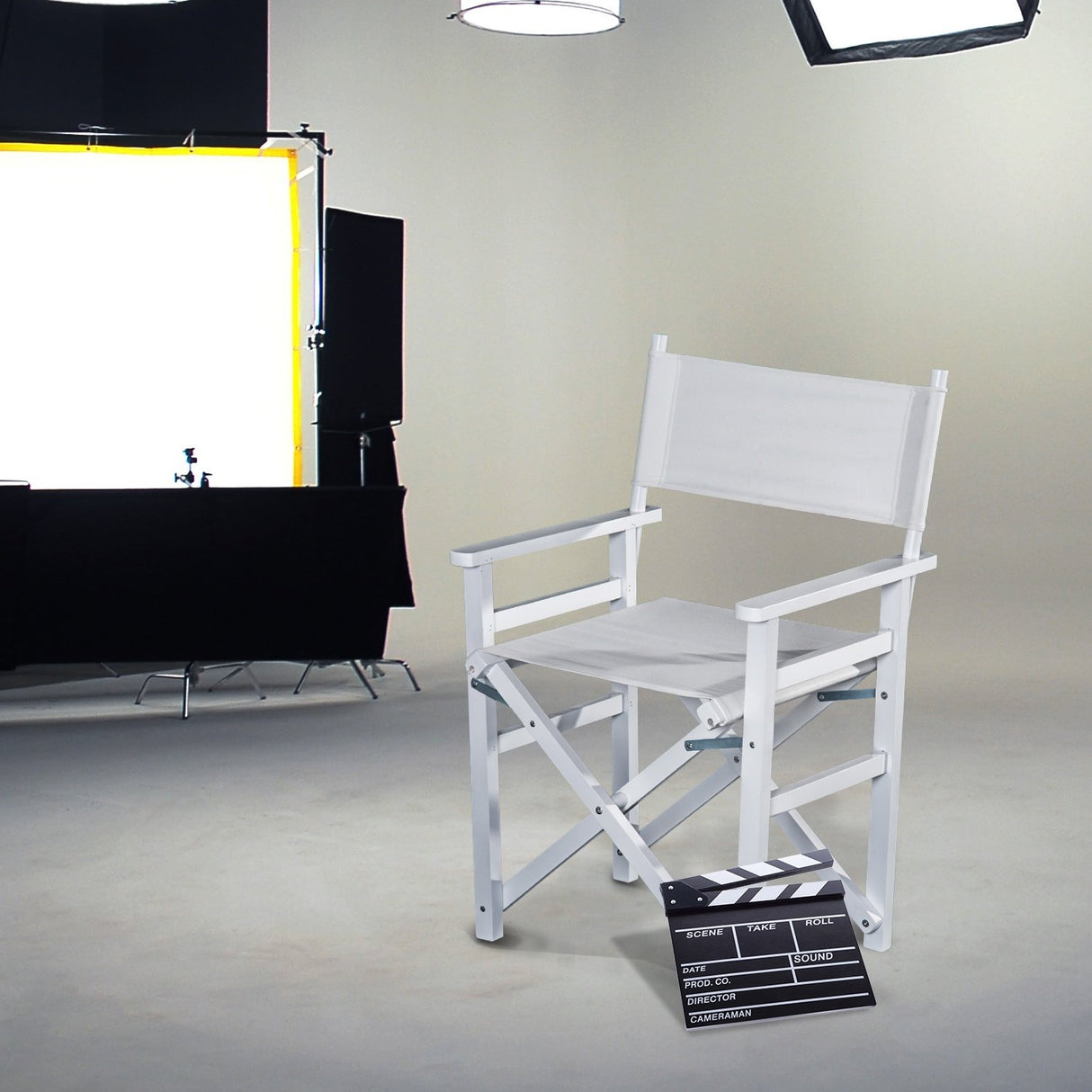 easycomfort easycomfort sedia da regista in legno di faggio e seduta in tessuto bianco ean 8054144136448