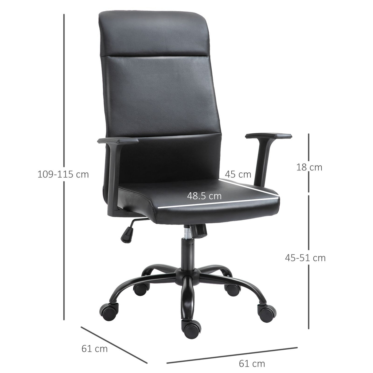 easycomfort easycomfort sedia da ufficio ergonomica e girevole in similpelle nera 61x61x109 115cm