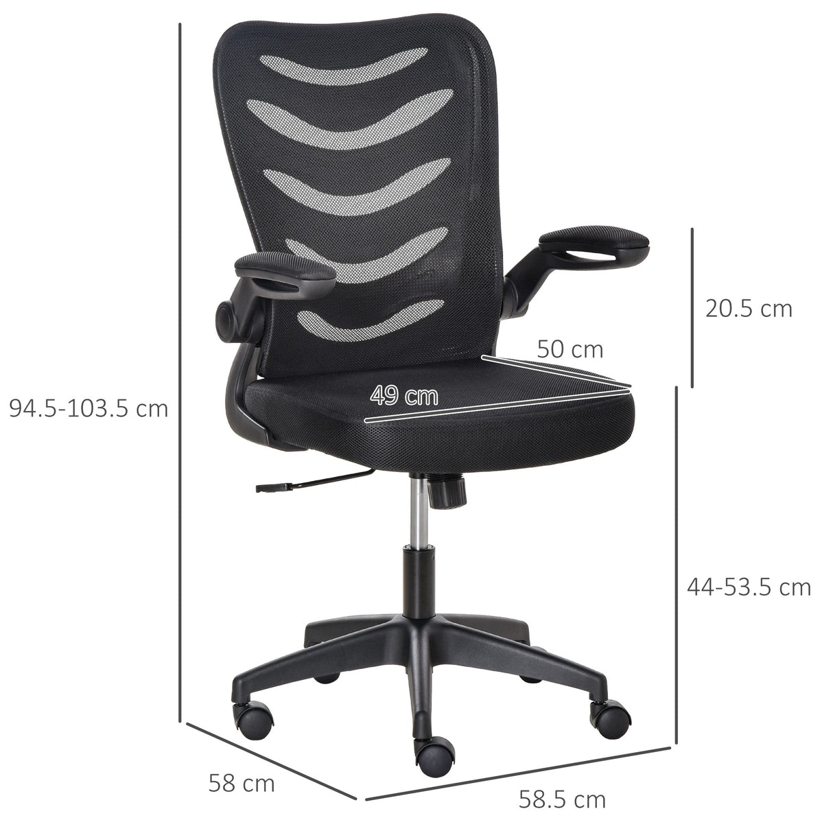 easycomfort easycomfort sedia da ufficio ergonomica poltrona girevole altezza regolabile e braccioli sollevabili 58 5x58x94 5 103 5cm nero