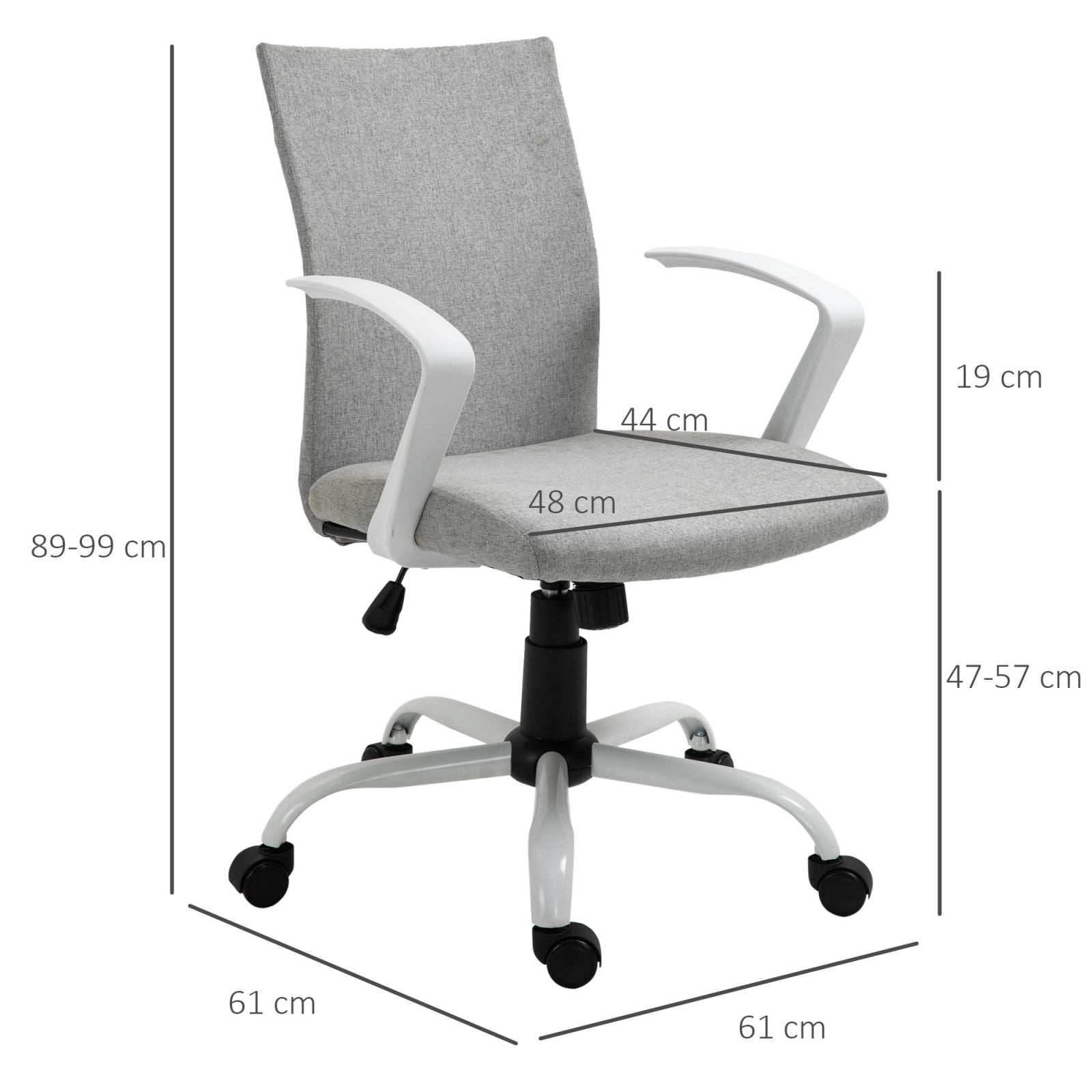 EASYCOMFORT Sedia Ergonomica e Girevole da Ufficio, Altezza Regolabile in  Tessuto Grigio, 61x61x89-99cm