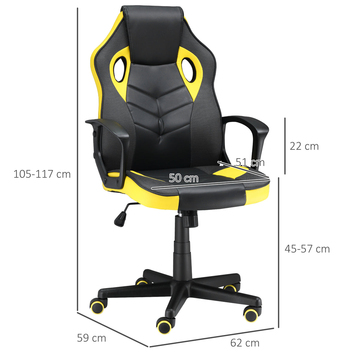 easycomfort easycomfort sedia gaming ergonomica poltrona da ufficio girevole con rotelle in similpelle nera e gialla altezza regolabile