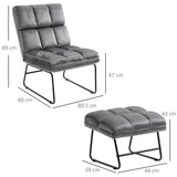 easycomfort easycomfort sedia imbottita con poggiapiedi abbinato per soggiorno studio e camera da letto 60x80 5x89 cm grigio