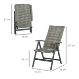 easycomfort easycomfort sedia pieghevole da giardino in rattan pe con braccioli e schienale reclinabile grigio ean 8054144139258