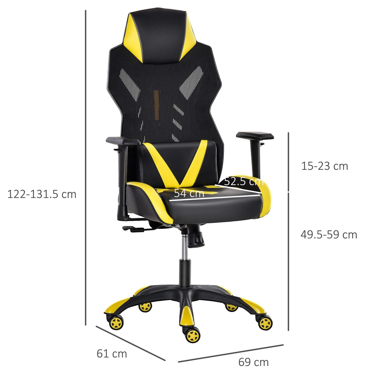 easycomfort easycomfort sedia poltrona gaming ergonomica e girevole con altezza regolabile similpelle e rete nero giallo