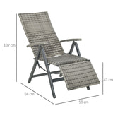easycomfort easycomfort sedia sdraio da giardino pieghevole reclinabile in rattan pe con braccioli e poggiapiedi grigio ean 8055776913254