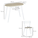 easycomfort easycomfort sedie e tavolo da pranzo set 3 pezzi con 2 sedie e tavolo ovale con ripiano in mdf e acciaio