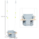 easycomfort easycomfort seggiolino altalena per bambini in tessuto e legno con cuscino 40x40x180cm grigio