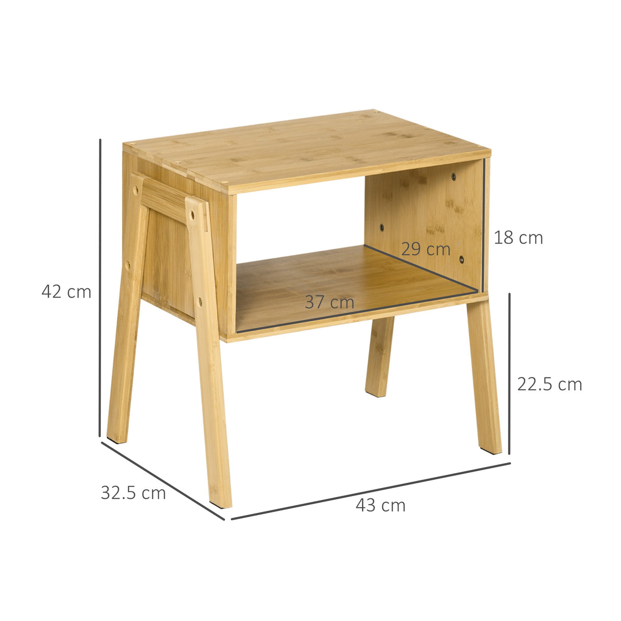 easycomfort easycomfort set 2 comodini design aperto e impilabile struttura in bambu 43x32 5x42cm