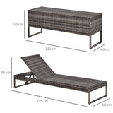 easycomfort easycomfort set 2 lettini prendisole con tavolino in pe rattan grigio