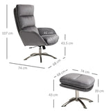 easycomfort easycomfort set 2 pezzi poltrona reclinabile e pouf poggiapiedi grigio ean 8055776916484