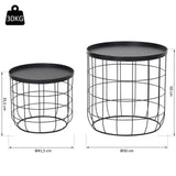 easycomfort easycomfort set 2 pezzi tavolini da caffe in metallo nero 50x50cm 41 5x35 5cm ean 8054144136899