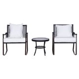 easycomfort easycomfort set 2 poltroncine a dondolo da giardino con cuscini e tavolino in rattan marrone ean 8055776915845