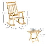 easycomfort easycomfort set 2 pz mobili da giardino con sedia a dondolo e tavolino pieghevole in legno di abete