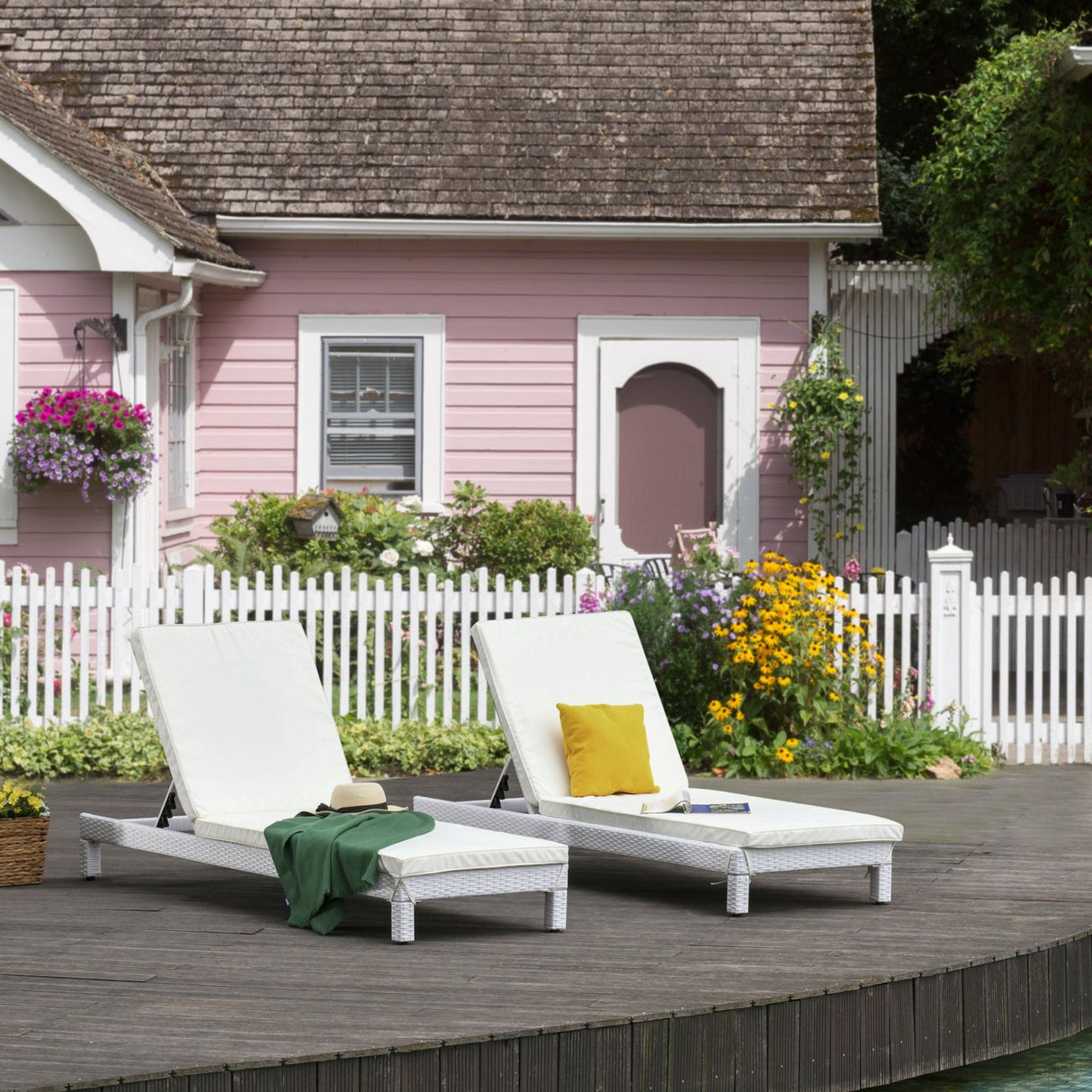 easycomfort easycomfort set 2 sdraio da giardino in pe rattan con cuscino imbottito bianco ean 8055776914060