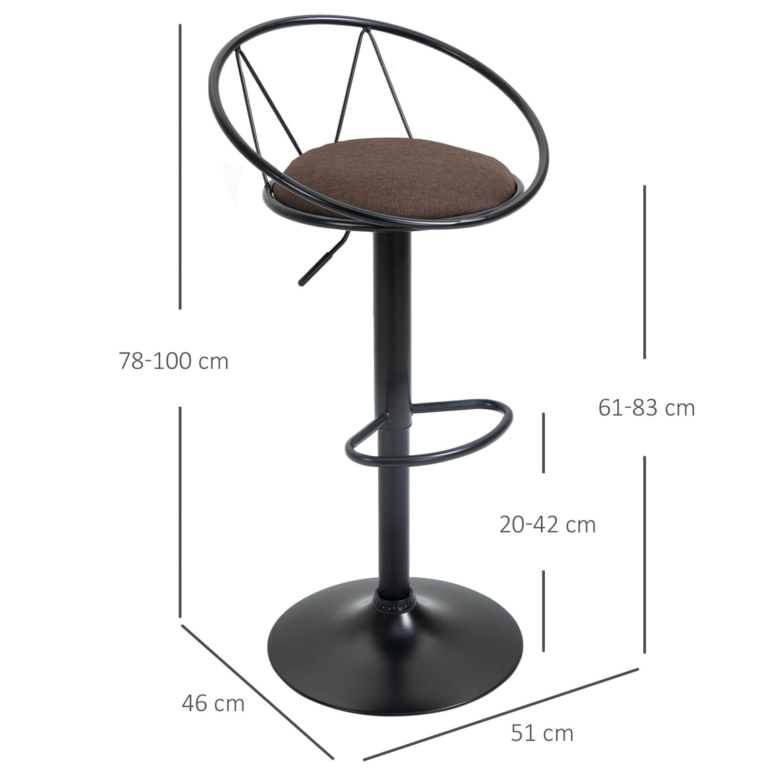 EASYCOMFORT Set 2 Sgabelli Bar Moderni e Girevoli con Schienale e  Poggiapiedi, Sgabelli da Cucina Imbottiti con Altezza Regolabile e  Rivestimento Pelle PU, 41.5x45x85-107cm