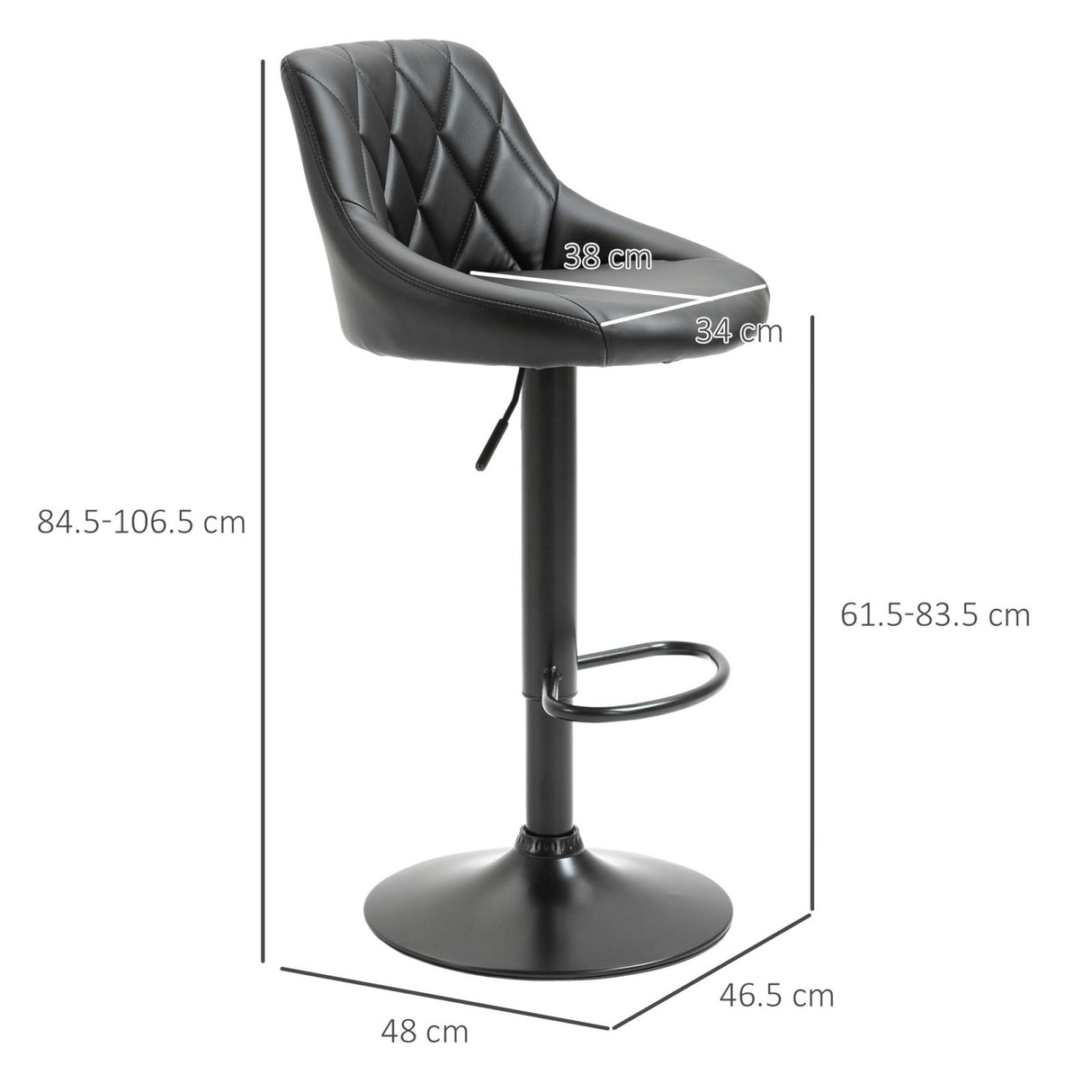 easycomfort easycomfort set 2 sgabelli da bar seduta con altezza regolabile e girevole schienale e poggiapiedi nero