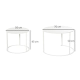 easycomfort easycomfort set 2 tavolini da salotto e giardino salvaspazio sovrapponibili tavolini da caffe in ferro bianco ean 8054144135700