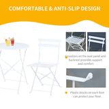 easycomfort easycomfort set 3 pezzi tavolino con sedie da giardino pieghevoli in metallo bianco ean 8054111847407