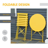 easycomfort easycomfort set 3 pezzi tavolino con sedie da giardino pieghevoli in metallo giallo ean 8054111846646