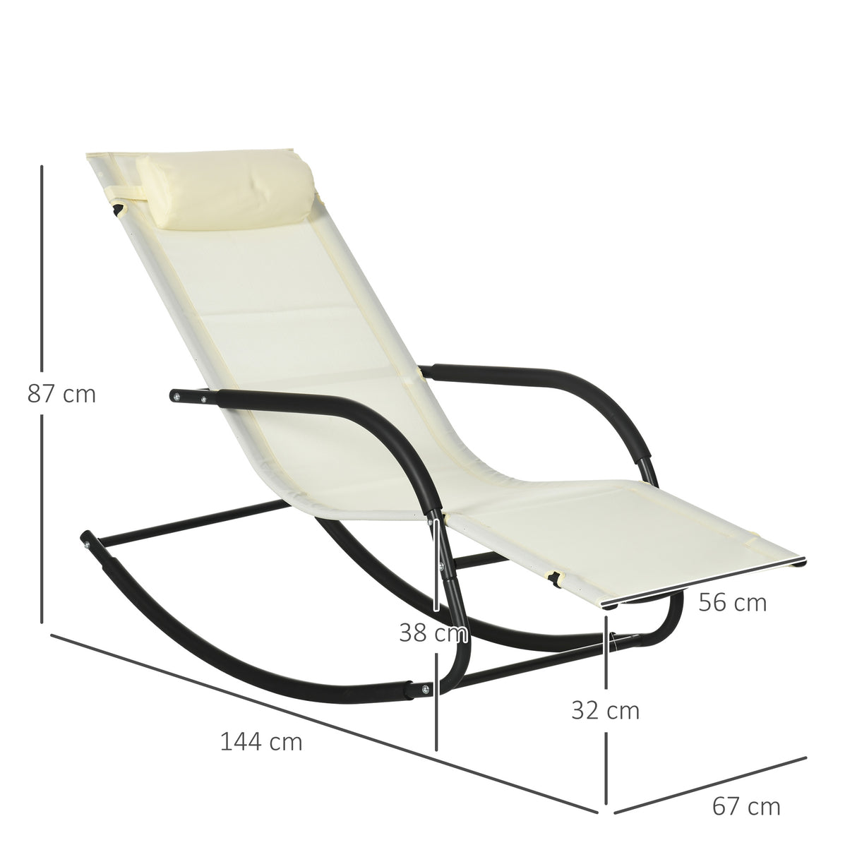 easycomfort easycomfort set da 2 sdraio a dondolo con poggiatesta e braccioli 67x144x87 cm grigio e beige