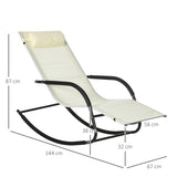 easycomfort easycomfort set da 2 sdraio a dondolo con poggiatesta e braccioli 67x144x87 cm grigio e beige