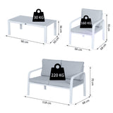 easycomfort easycomfort set mobili da giardino 4 pezzi con 2 sedie 1 divano a 2 posti e 1 tavolino da caffe