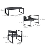 easycomfort easycomfort set mobili da giardino con divano 2 posti 2 poltrone e tavolino in alluminio con cuscini grigio e nero ean 8055776915517