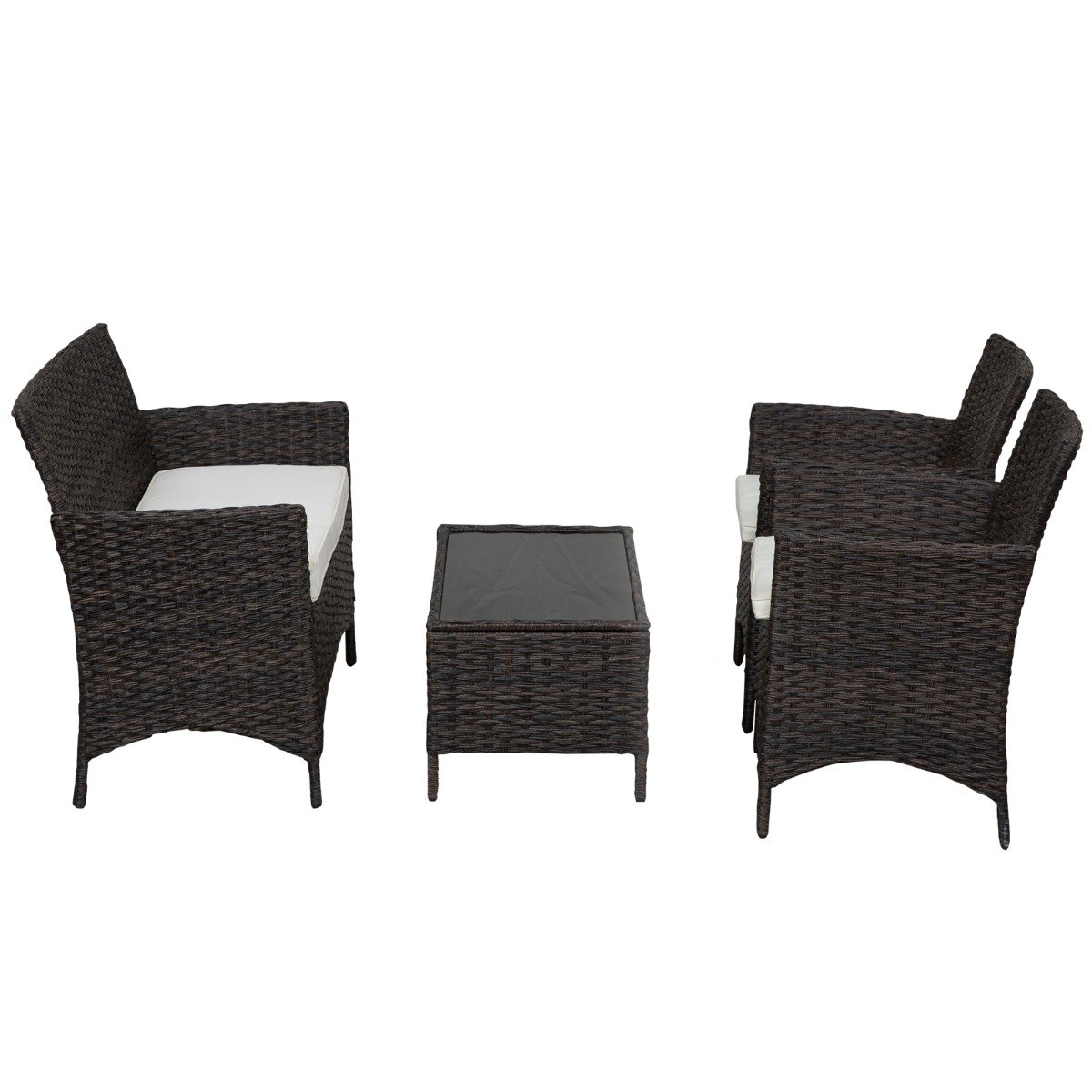 easycomfort easycomfort set mobili da giardino divanetto con 2 poltroncine e tavolino in pe rattan nero e bianco ean 8055776915500